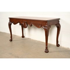 Baker Furniture Georgian Carved Mahogany Console or Sofa Table, Newly Refinished