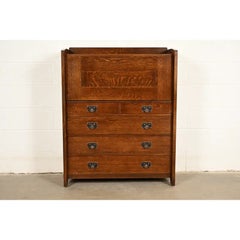 L. & J. G. Stickley Mission Oak Arts & Crafts Drop Front Secretary Desk