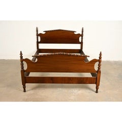 Berkey & Gay Antique Early American Carved Mahogany Full Size Bed, Circa 1920s
