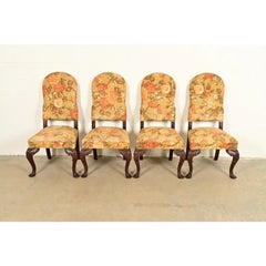 Berkey & Gay Antique Chippendale Carved Walnut Dining Chairs, Set of Four