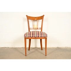 Antique Italian Regency Fruitwood Inlaid Marquetry Side Chair or Dining Chair