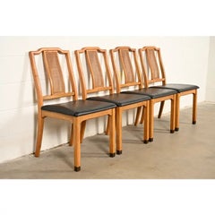 Henredon Style Mid-Century Hollywood Regency Walnut Dining Chairs, Set of Four