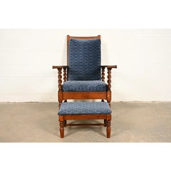 Stickley Brothers Arts & Crafts Oak Lounge Chair With Ottoman, Circa 1920s