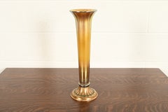 Louis Comfort Tiffany Furnaces Trumpet Vase on Bronze Doré Enameled Stand, 1920s
