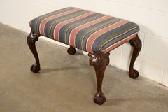Baker Furniture Historic Charleston Chippendale Carved Mahogany Stool or Ottoman