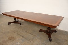 Baker Furniture Regency Banded Mahogany Double Pedestal Extension Dining Table