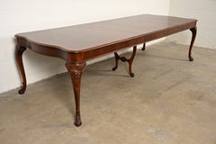 Berkey & Gay Antique Chippendale Burled Walnut Monumental Extension Dining Table
