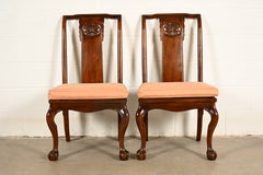 Chaises d'appoint en acajou sculpté, style Hollywood Regency et chinoiserie, de la collection Drexel Heritage