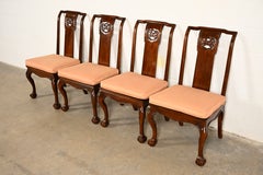 Chaises de salle à manger en acajou sculpté « Chinoiserie » de style Hollywood Regency de la collection Drexel Heritage