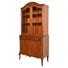 Romweber French Provincial Louis XV Walnut Breakfront Bookcase, Circa 1930s