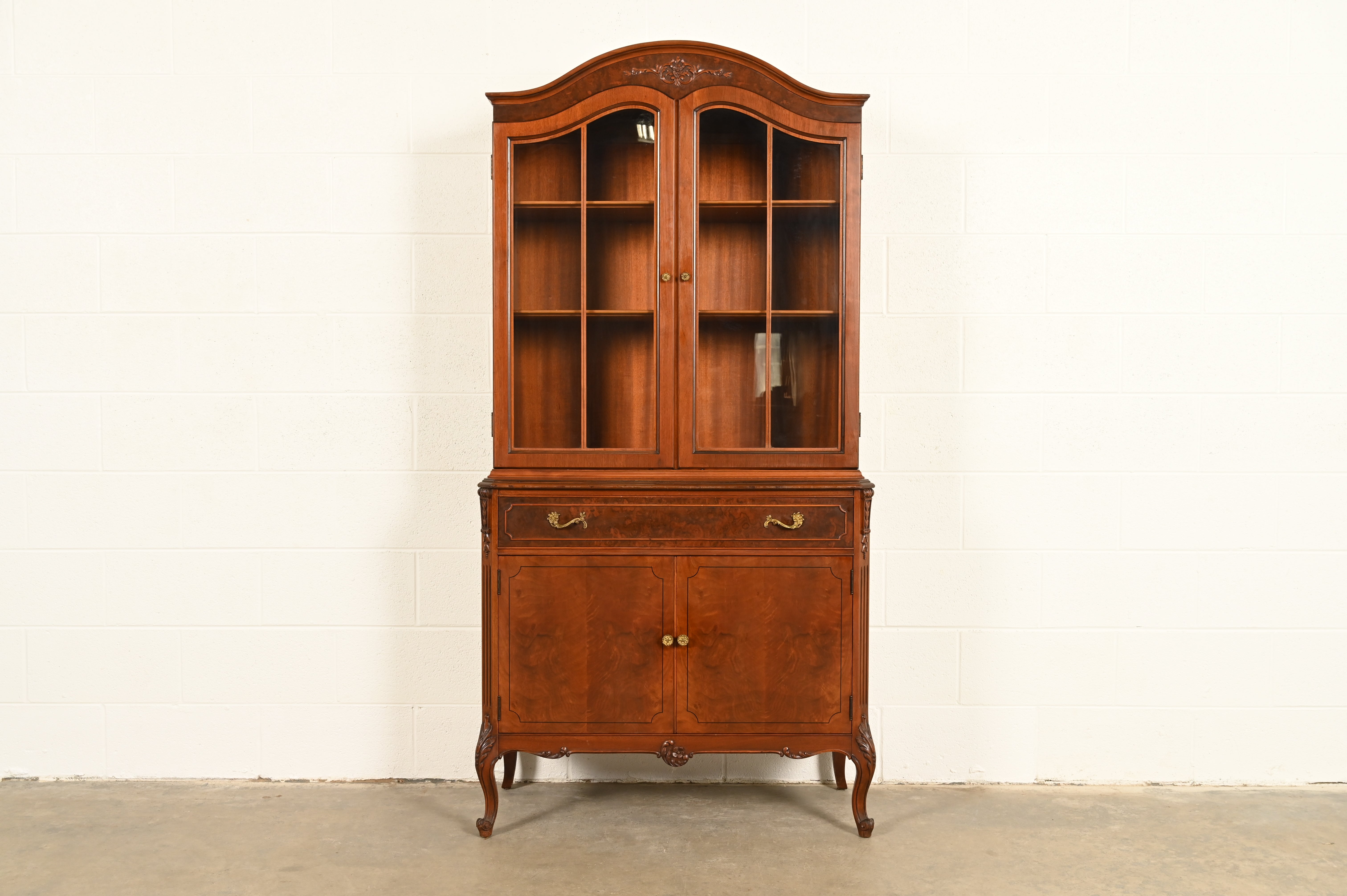 Romweber French Provincial Louis XV Walnut Breakfront Bookcase, Circa ...