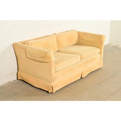 Baker Furniture Style Modern Mohair Velvet Tuxedo Sofa or Loveseat