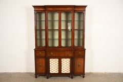 Kittinger English Regency Mahogany Breakfront Bookcase Cabinet, Circa 1960s