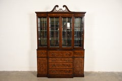 Baker Furniture Georgian Mahogany Breakfront Bookcase Cabinet, Circa 1960s