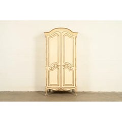 Henredon French Provincial Louis XV Cream Lacquered Armoire Dresser, Circa 1960