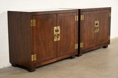 Carrelli da bar Henredon in stile Mid-Century Modern e Hollywood Regency, in rovere e ottone