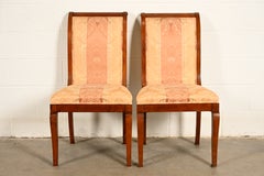 Baker Furniture Style Regency Carved Mahogany Dining Chairs, Pair