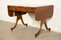 Baker Furniture Regency Inlaid Yew Wood Writing Desk or Console Table, 1980s