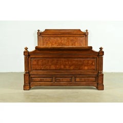 French Louis Philippe Burl Wood Queen Size Bed