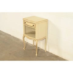 Drexel French Provincial Louis XV Cream Lacquered Nightstand, Circa 1950s