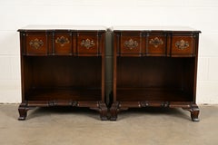 Kindel Furniture Georgian Solid Mahogany Block Front Nightstands, Pair