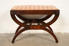 Kindel Furniture Regency Carved Mahogany Curule Vanity Bench or Stool