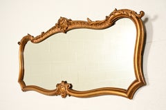 Antique Italian Rococo Louis XV Carved Giltwood Framed Wall Mirror, Circa 1900