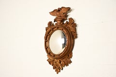 American Federal Gold Gilt Convex Bullseye Eagle Wall Mirror