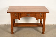 Stickley Brothers Style Antique Mission Oak Arts & Crafts Desk, Circa 1910