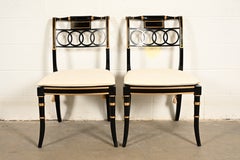 Baker Furniture Historic Charleston Regency Ebonized Side Chairs, Pair