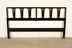 John Widdicomb Hollywood Regency Black King Size Headboard, Circa 1950s