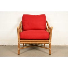 McGuire Mid-Century Hollywood Regency Bamboo Rattan Lounge Chair
