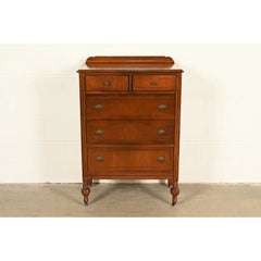 Berkey & Gay Style French Regency Louis XVI Walnut Highboy Dresser, Circa 1930s