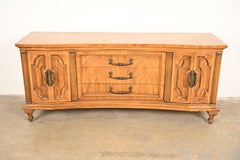 Karges Style French Regency Louis XVI Carved Fruitwood Credenza, Circa 1960s