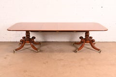 Baker Furniture Style Georgian Mahogany Pedestal Dining Table, Newly Refinished