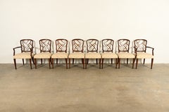Kindel Furniture Style Federal Carved Mahogany Dining Chairs, Set of Eight