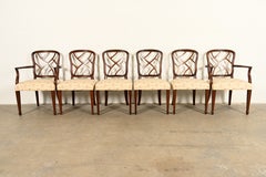 Kindel Furniture Style Federal Carved Mahogany Dining Chairs, Set of Six