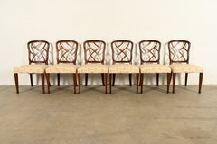 Kindel Furniture Style Federal Carved Mahogany Dining Chairs, Set of Six