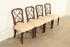 Kindel Furniture Style Federal Carved Mahogany Dining Chairs, Set of Four