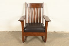 Charles Stickley Antique Mission Oak Arts & Crafts Rocking Chair, Newly Restored