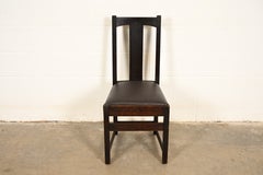 Limbert Antique Mission Oak Arts & Crafts T-Back Side Chair, Circa 1910