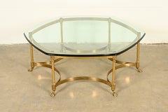 LaBarge Hollywood Regency Brass and Glass Cocktail Table, Circa 1960s