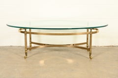 Mesa de centro de latón y cristal «Hollywood Regency» de LaBarge, de alrededor de los años 60