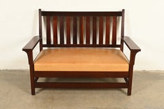 L. & J. G. Stickley Mission Arts & Crafts Onondaga Mahogany Bench , Circa 1902