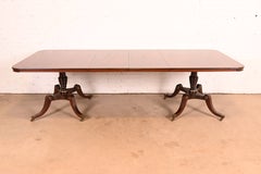 Kittinger Regency Mahogany Double Pedestal Dining Table, Newly Refinished