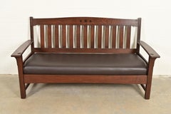 Limbert Antique Mission Oak Arts & Crafts Settle Sofa, Circa 1910