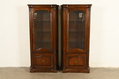 Davis Cabinet Co. French Regency Louis XVI Cherry Wood Lighted Bookcases, Pair