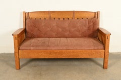 Harden Furniture Antique Mission Oak Arts & Crafts Settle Sofa, Circa 1910