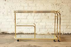 Expandable Hollywood Regency Brass Bar or Tea Cart by DIA