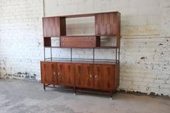 Stanley Mid-Century Modern Walnut and Rosewood Wall Unit, 1960s